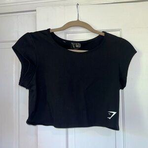 GYMSHARK Black Cap Sleeve Cropped Workout Top - Size Small